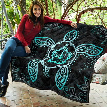 Hawaii Premium Quilt Turtle Hibiscus Blue