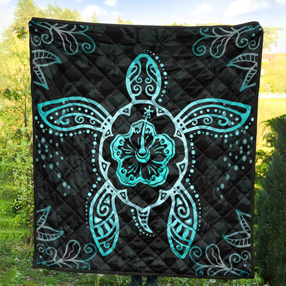 Hawaii Premium Quilt Turtle Hibiscus Blue