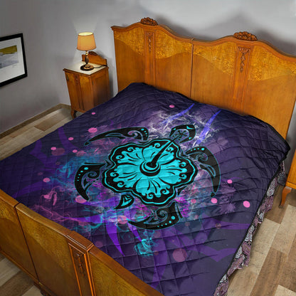 Hawaii Premium Quilt Turtle Hibiscus Galaxy Violet