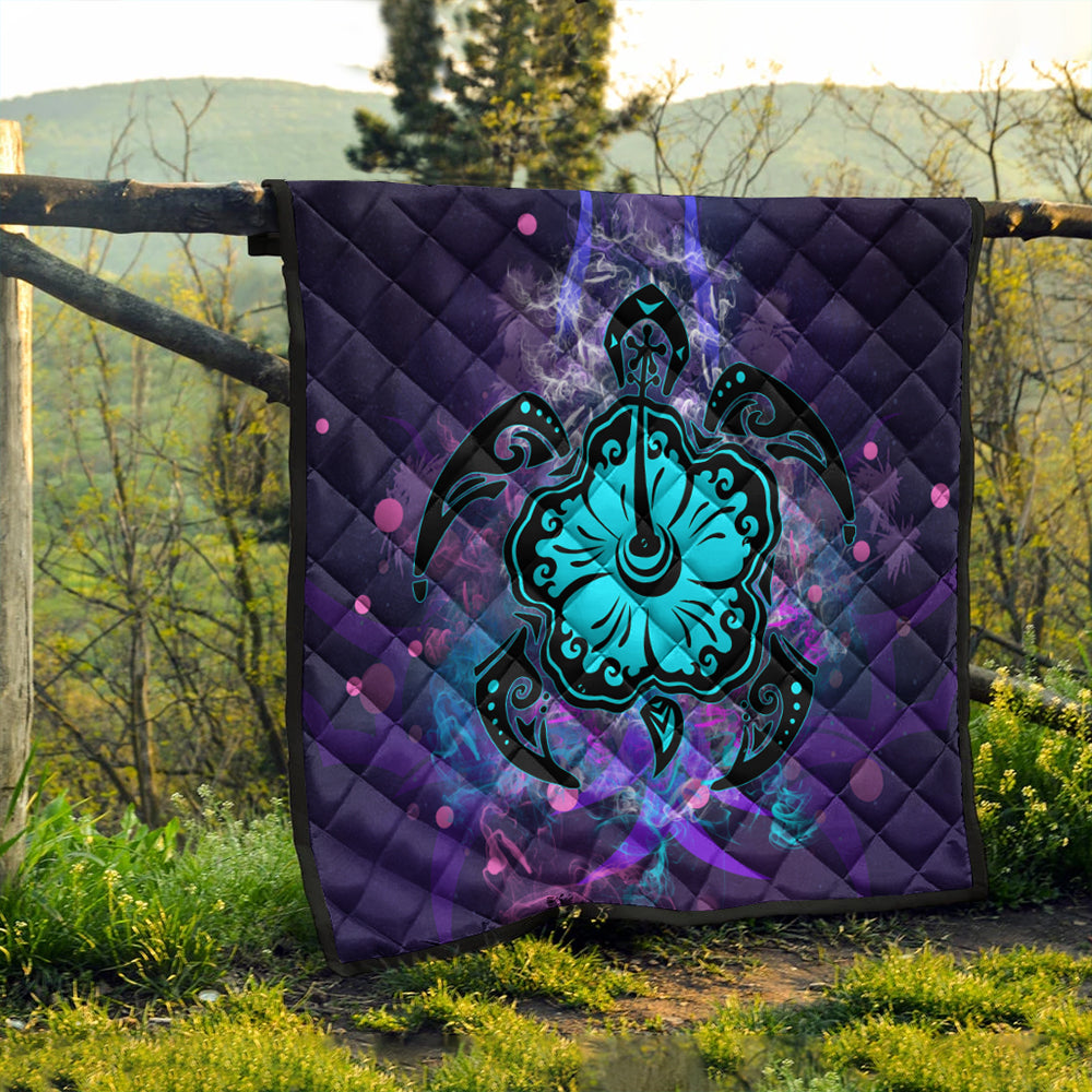 Hawaii Premium Quilt Turtle Hibiscus Galaxy Violet