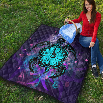 Hawaii Premium Quilt Turtle Hibiscus Galaxy Violet