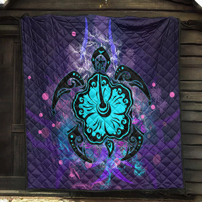 Hawaii Premium Quilt Turtle Hibiscus Galaxy Violet
