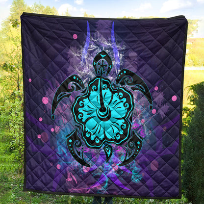 Hawaii Premium Quilt Turtle Hibiscus Galaxy Violet