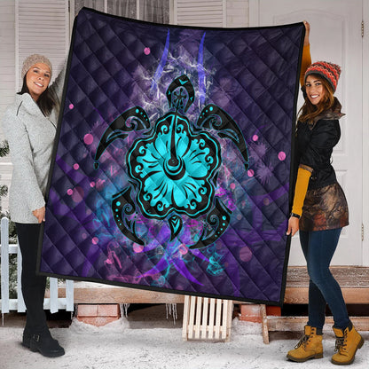 Hawaii Premium Quilt Turtle Hibiscus Galaxy Violet