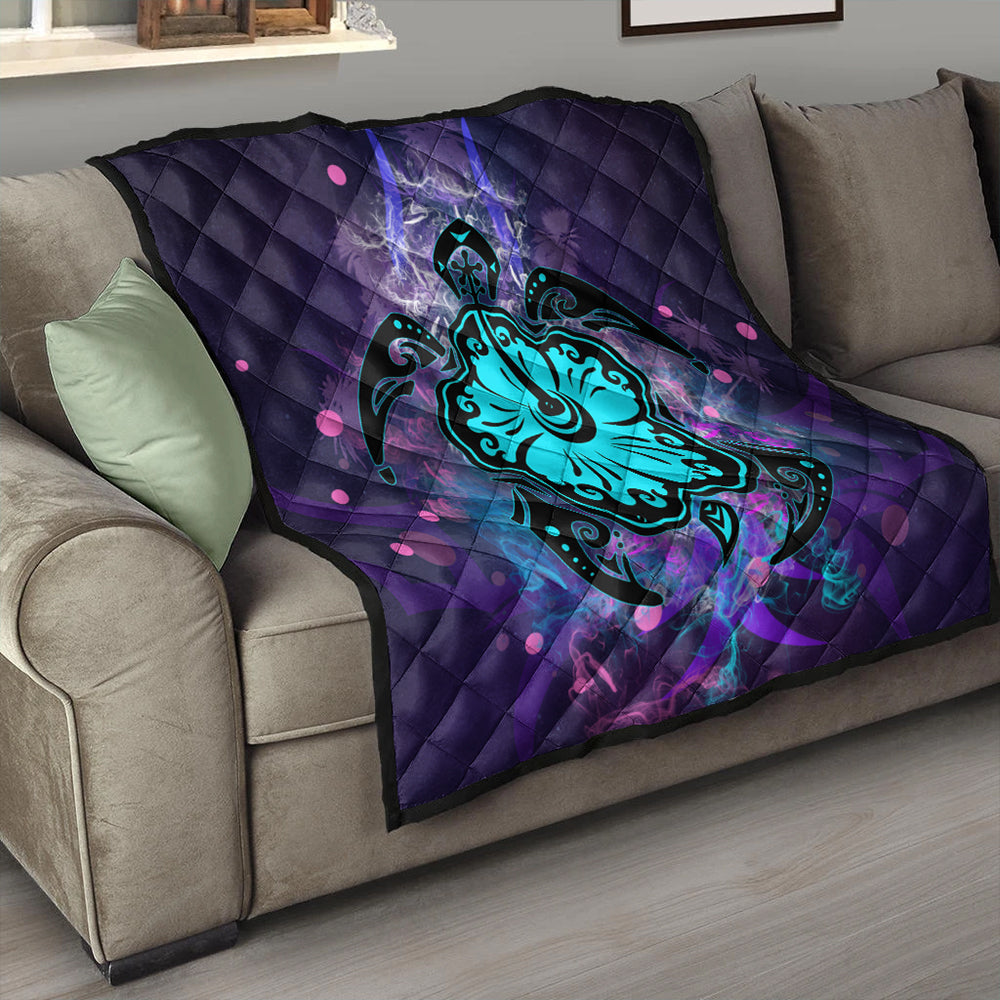 Hawaii Premium Quilt Turtle Hibiscus Galaxy Violet
