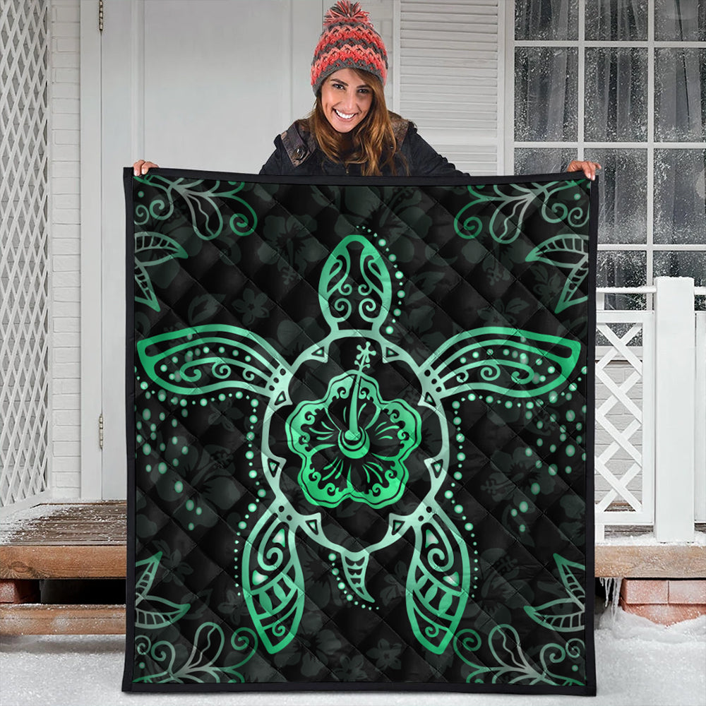 Hawaii Premium Quilt Turtle Hibiscus Green New