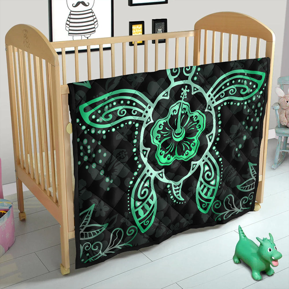 Hawaii Premium Quilt Turtle Hibiscus Green New