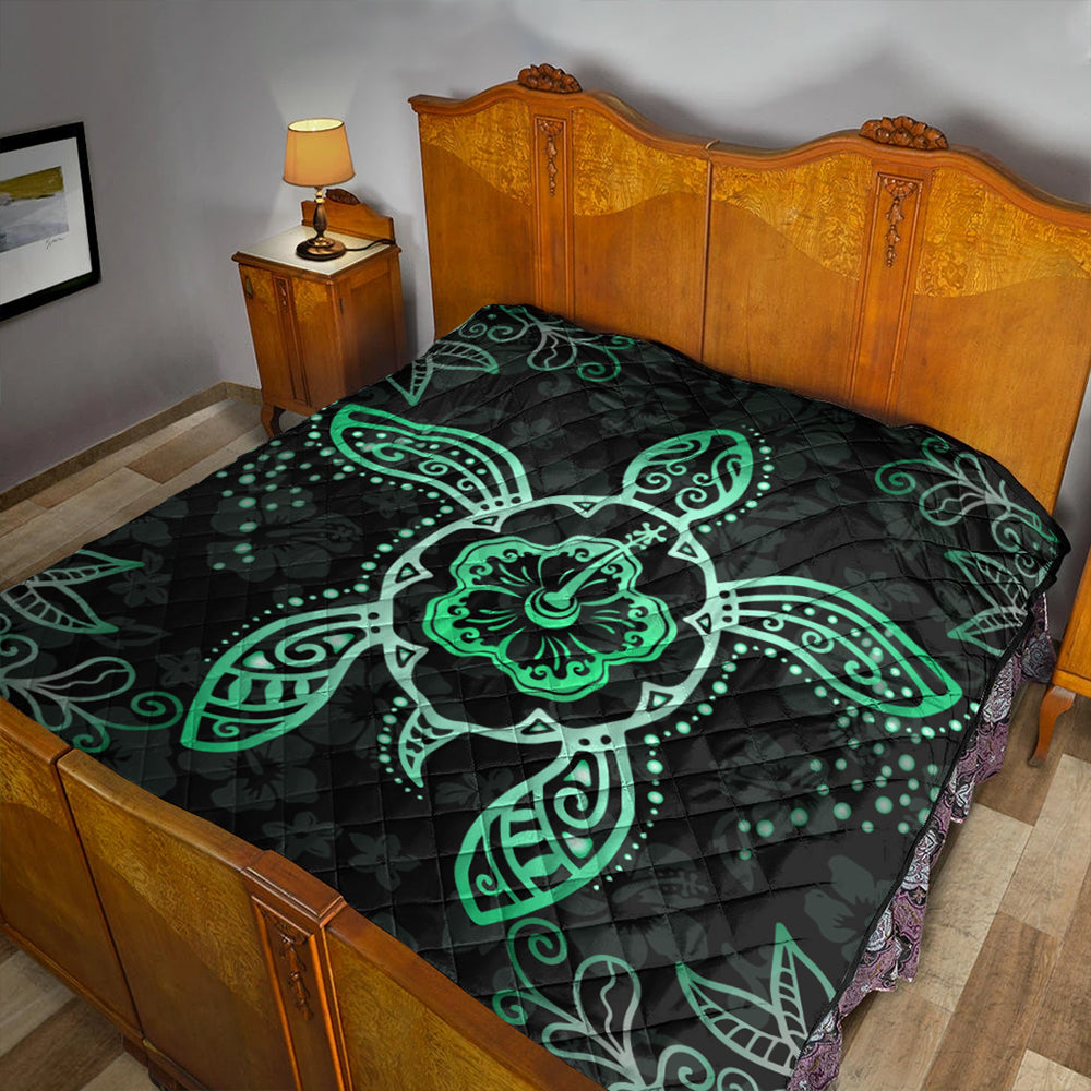 Hawaii Premium Quilt Turtle Hibiscus Green New