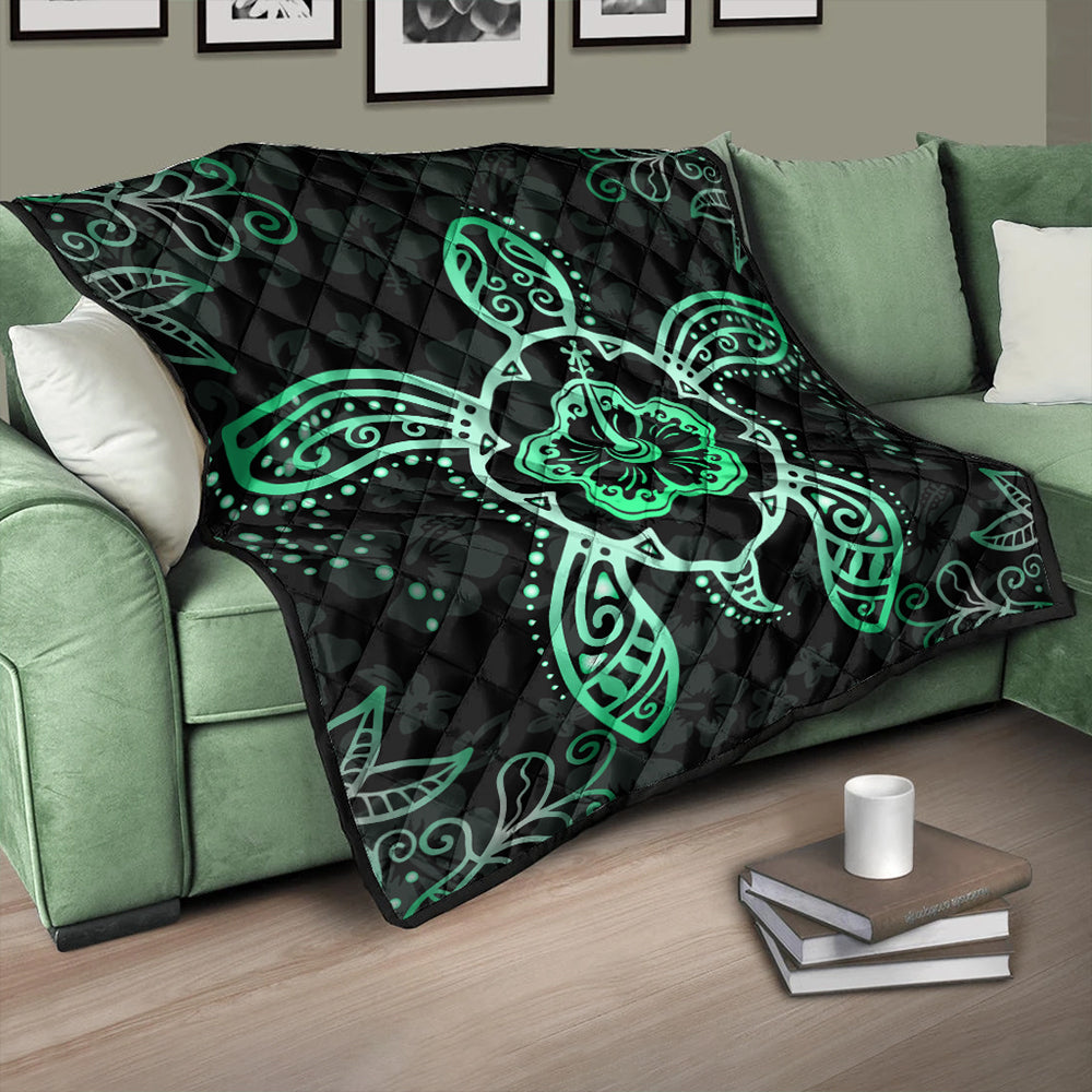 Hawaii Premium Quilt Turtle Hibiscus Green New