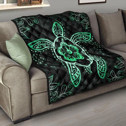 Hawaii Premium Quilt Turtle Hibiscus Green New