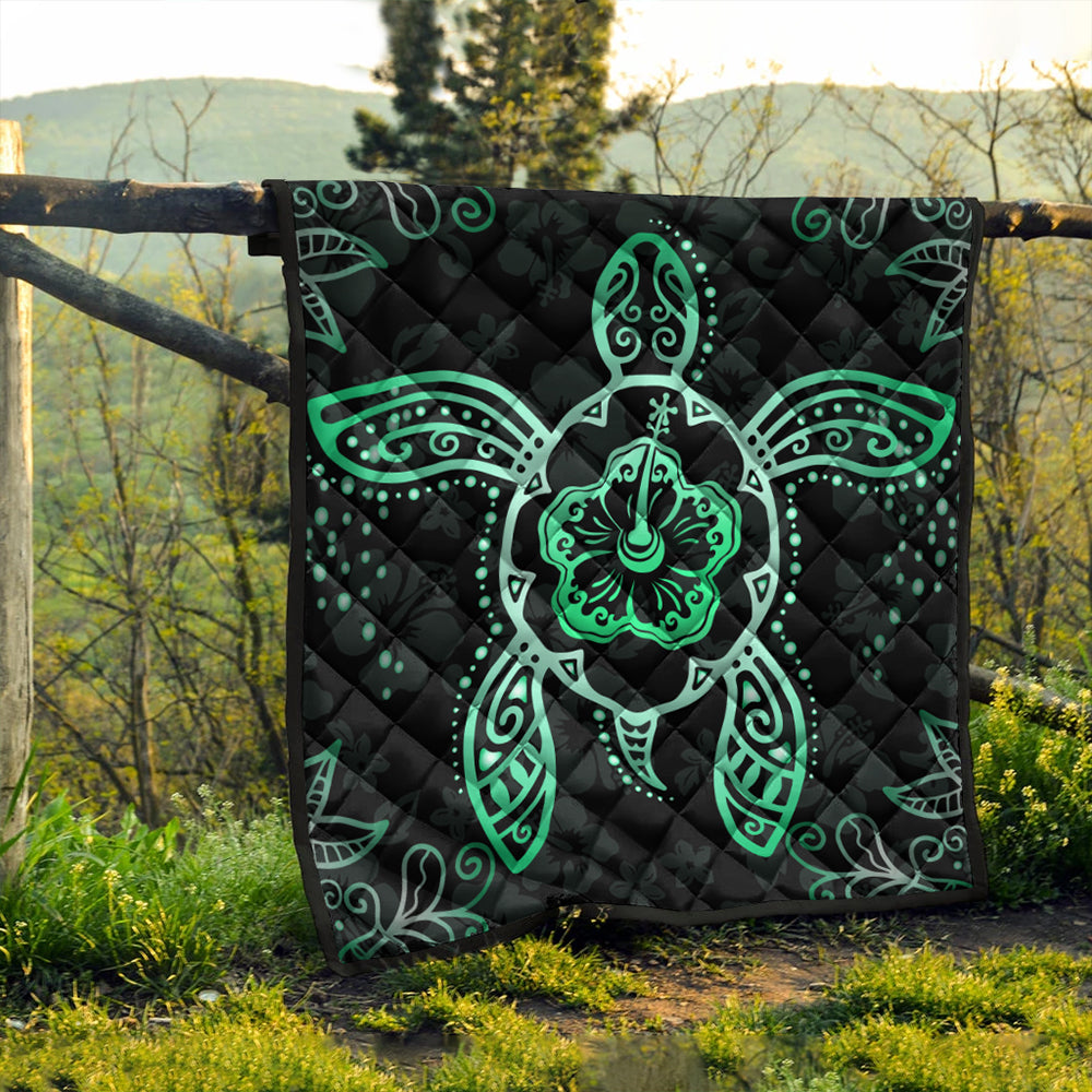 Hawaii Premium Quilt Turtle Hibiscus Green New