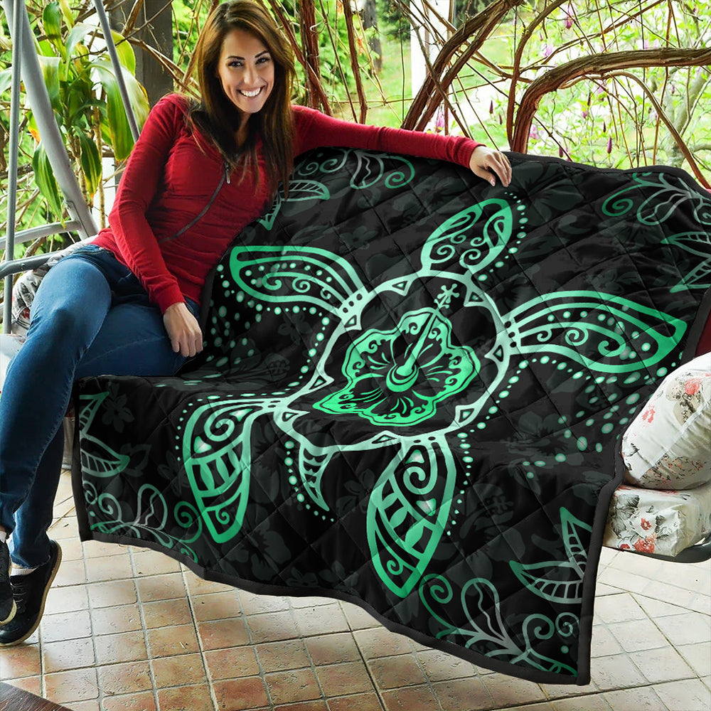 Hawaii Premium Quilt Turtle Hibiscus Green New