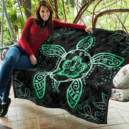 Hawaii Premium Quilt Turtle Hibiscus Green New
