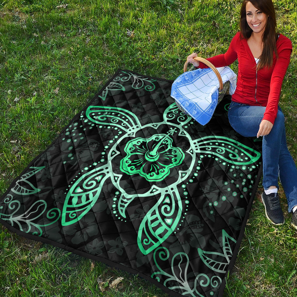 Hawaii Premium Quilt Turtle Hibiscus Green New