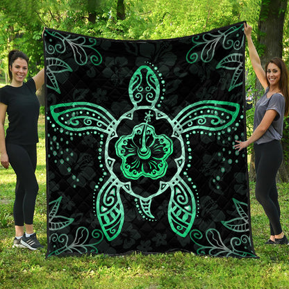 Hawaii Premium Quilt Turtle Hibiscus Green New