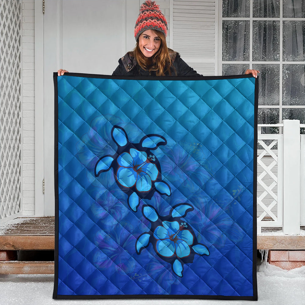 Hawaii Premium Quilt Turtle Hibiscus Ocean