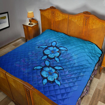 Hawaii Premium Quilt Turtle Hibiscus Ocean
