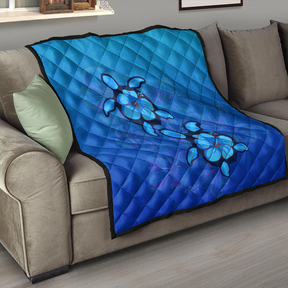 Hawaii Premium Quilt Turtle Hibiscus Ocean