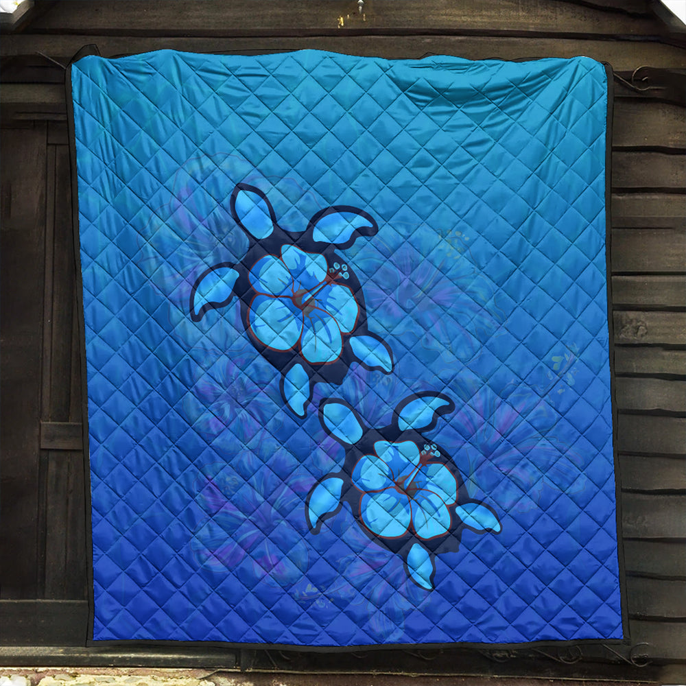 Hawaii Premium Quilt Turtle Hibiscus Ocean