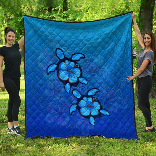 Hawaii Premium Quilt Turtle Hibiscus Ocean