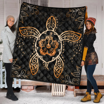 Hawaii Premium Quilt Turtle Hibiscus Orange