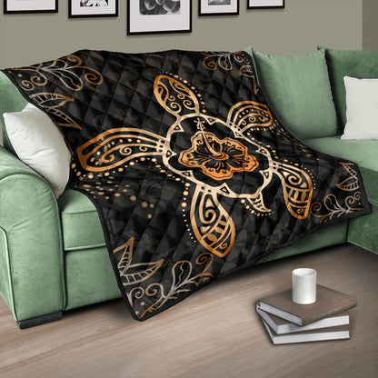 Hawaii Premium Quilt Turtle Hibiscus Orange