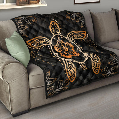 Hawaii Premium Quilt Turtle Hibiscus Orange