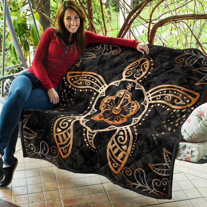 Hawaii Premium Quilt Turtle Hibiscus Orange