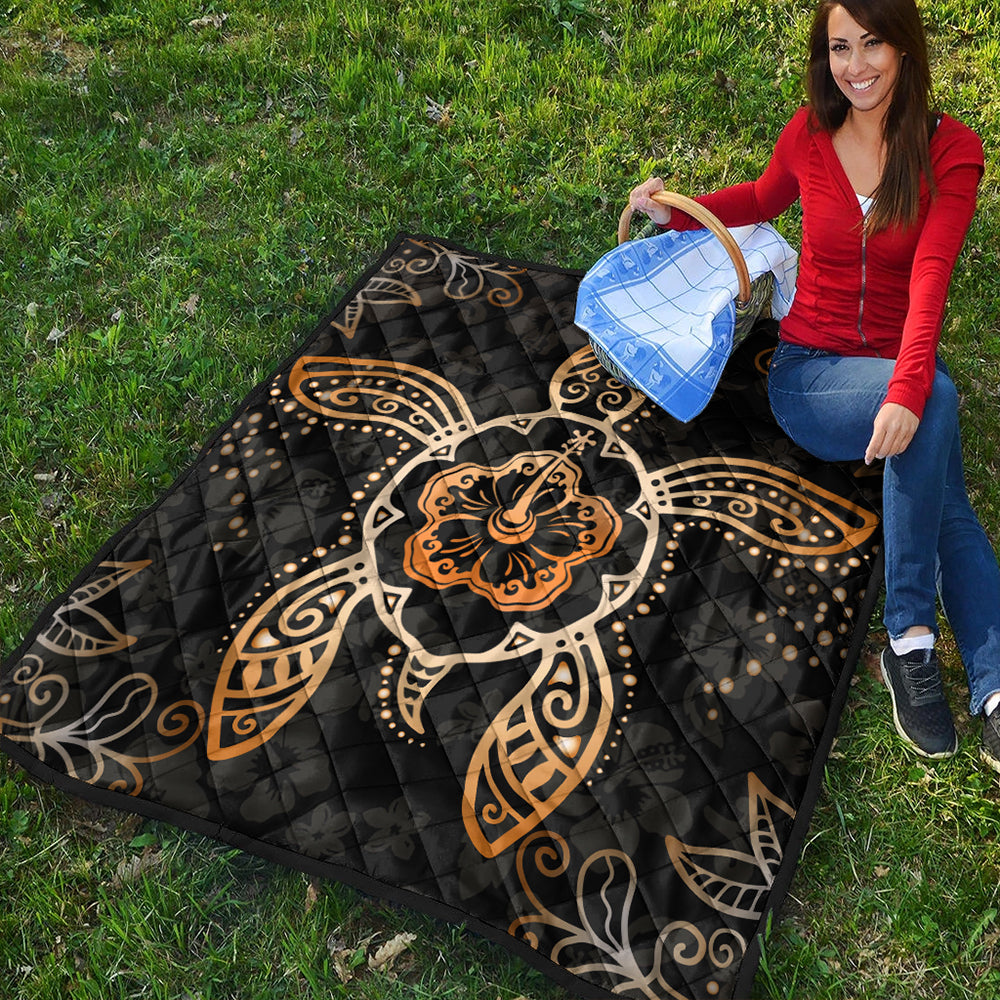 Hawaii Premium Quilt Turtle Hibiscus Orange