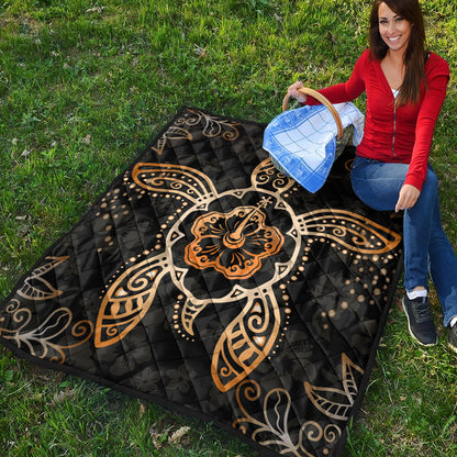 Hawaii Premium Quilt Turtle Hibiscus Orange