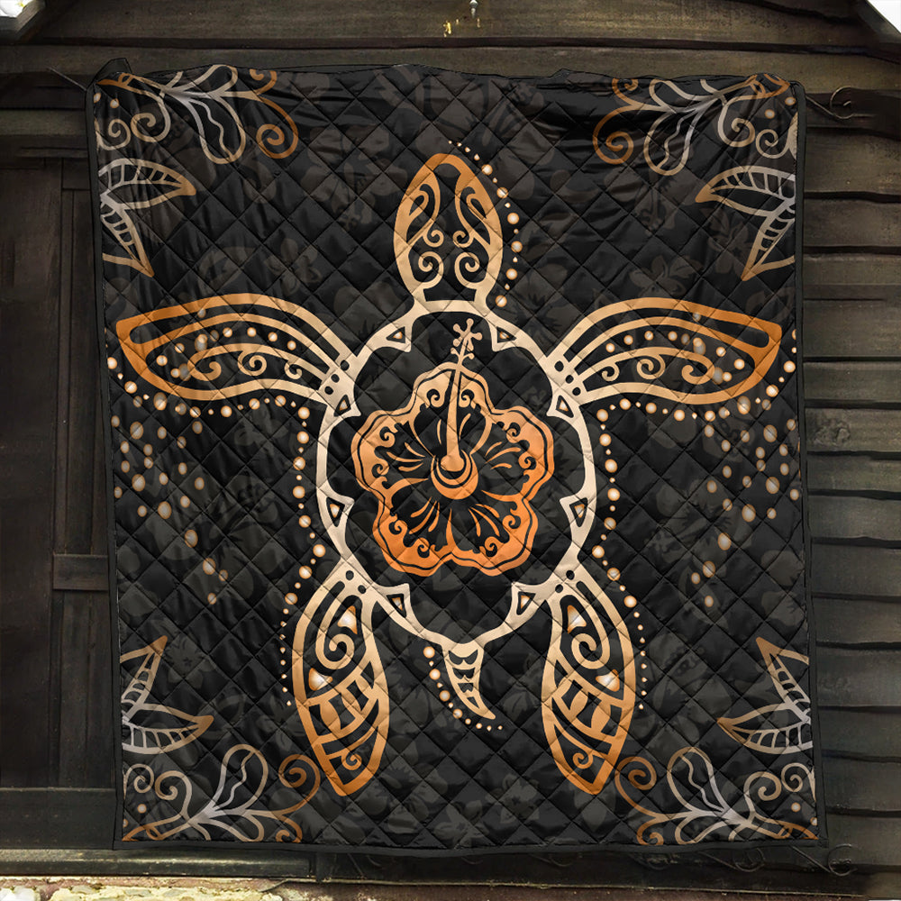 Hawaii Premium Quilt Turtle Hibiscus Orange