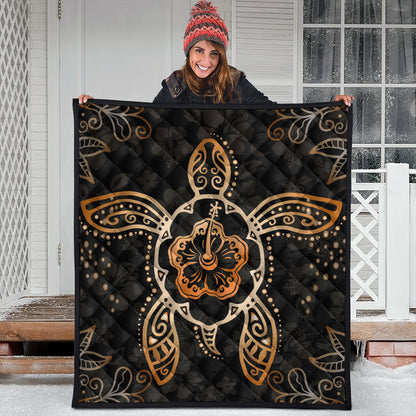 Hawaii Premium Quilt Turtle Hibiscus Orange