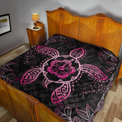 Hawaii Premium Quilt Turtle Hibiscus Pink