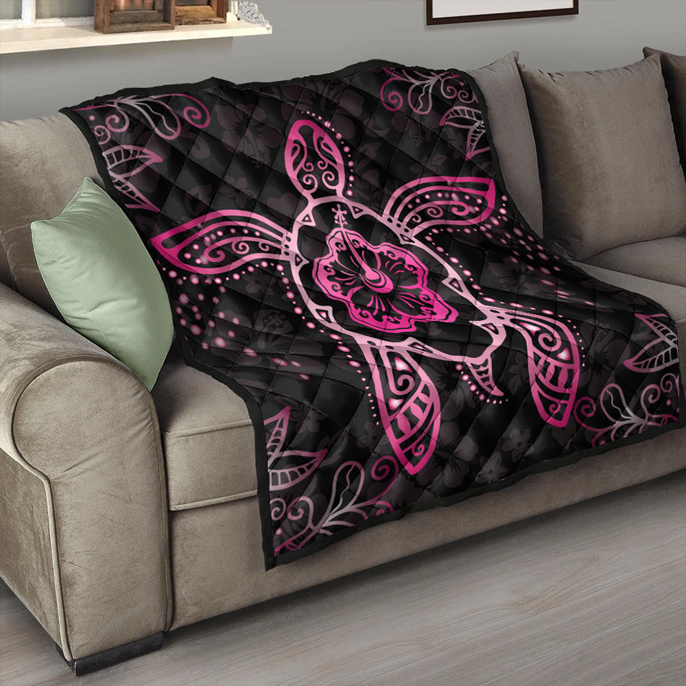 Hawaii Premium Quilt Turtle Hibiscus Pink