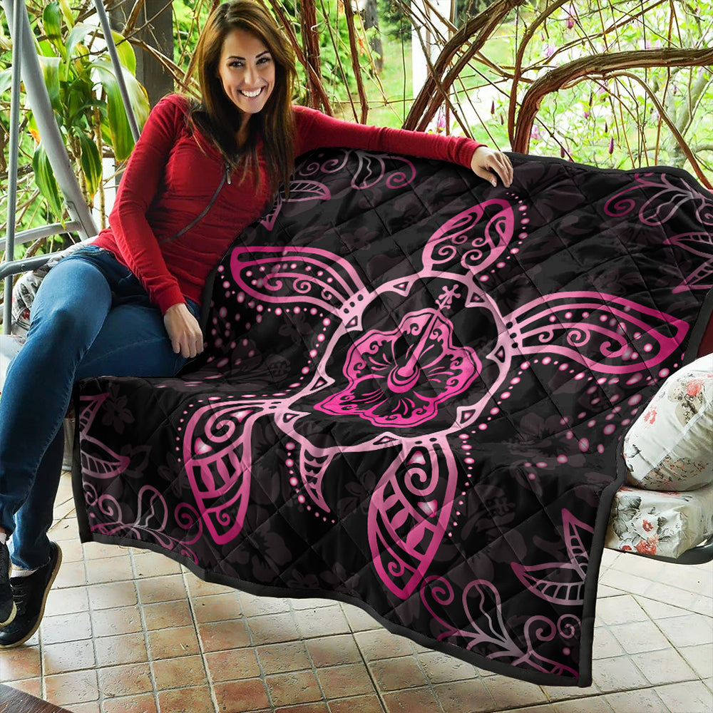 Hawaii Premium Quilt Turtle Hibiscus Pink