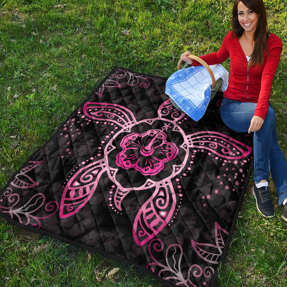 Hawaii Premium Quilt Turtle Hibiscus Pink