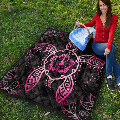 Hawaii Premium Quilt Turtle Hibiscus Pink