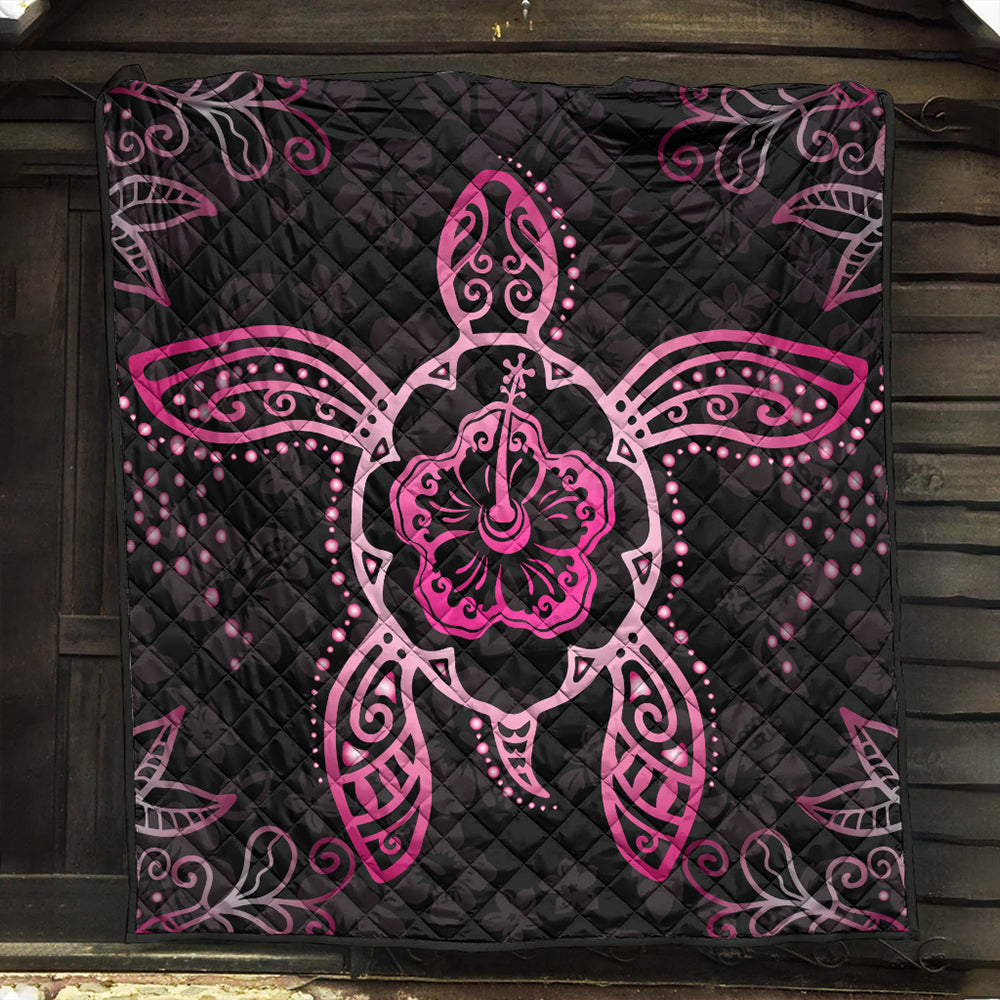 Hawaii Premium Quilt Turtle Hibiscus Pink