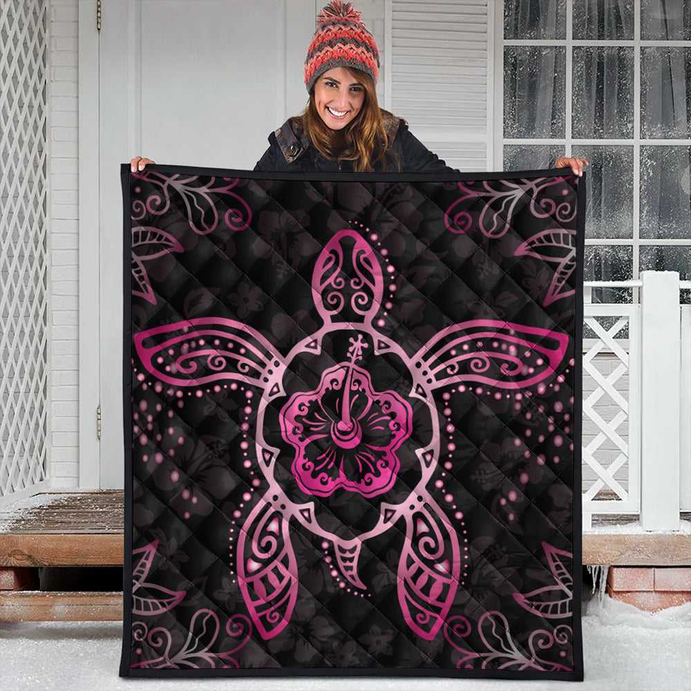 Hawaii Premium Quilt Turtle Hibiscus Pink
