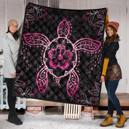 Hawaii Premium Quilt Turtle Hibiscus Pink