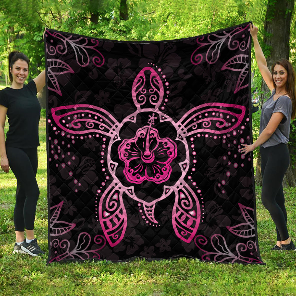 Hawaii Premium Quilt Turtle Hibiscus Pink