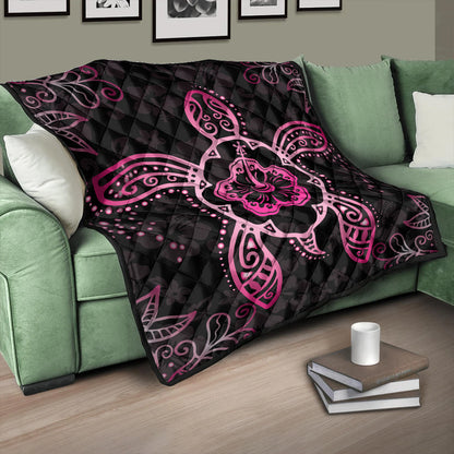 Hawaii Premium Quilt Turtle Hibiscus Pink