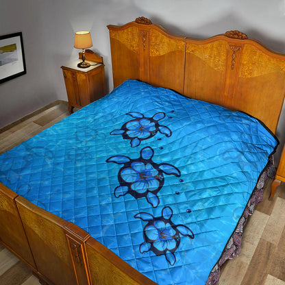 Hawaii Premium Quilt Turtle Hibiscus Swim In Sea