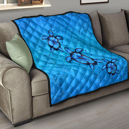 Hawaii Premium Quilt Turtle Hibiscus Swim In Sea