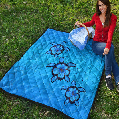 Hawaii Premium Quilt Turtle Hibiscus Swim In Sea