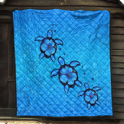 Hawaii Premium Quilt Turtle Hibiscus Swim In Sea