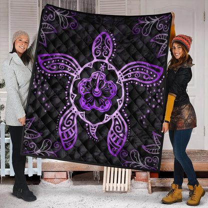 Hawaii Premium Quilt Turtle Hibiscus Violet