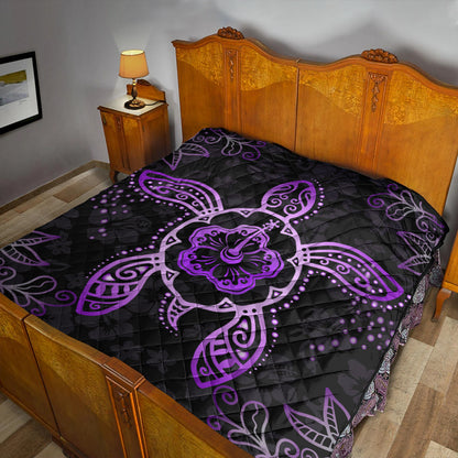 Hawaii Premium Quilt Turtle Hibiscus Violet