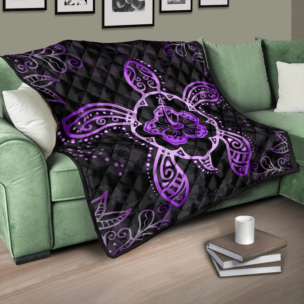 Hawaii Premium Quilt Turtle Hibiscus Violet