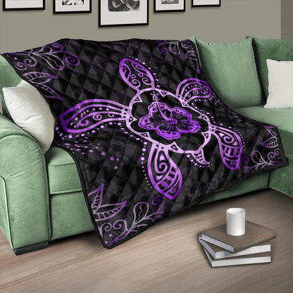 Hawaii Premium Quilt Turtle Hibiscus Violet